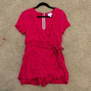 Bright Pink Romper with Skirt